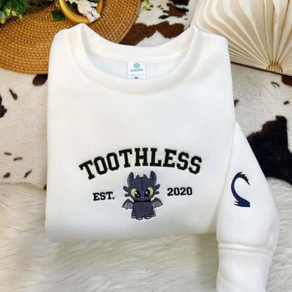 Embroidered Toothless And Light Fury Couple Sweatshirt