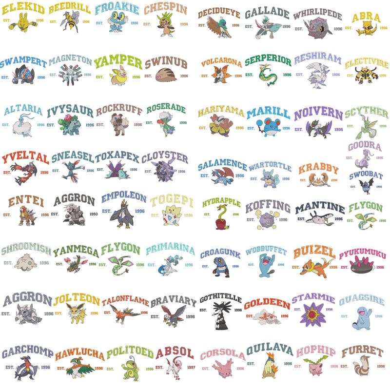 Embroidery Pokemon Characters Sweatshirt