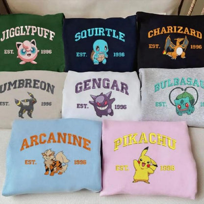 Embroidery Pokemon Characters Sweatshirt