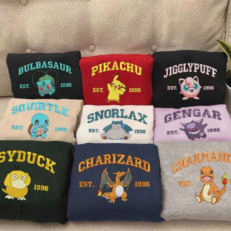 Embroidery Pokemon Characters Sweatshirt