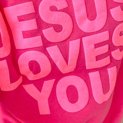 Jesus Loves You Puff Print Crewneck Sweatshirt