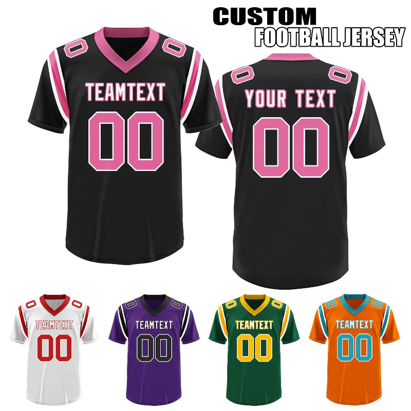 Custom Football and Rugby Black Pink Jerseys