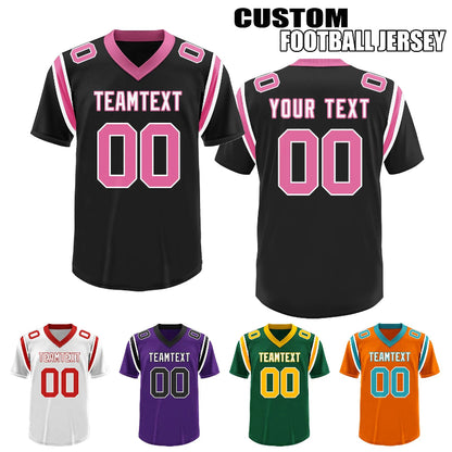 Custom Football and Rugby Black Pink Jerseys