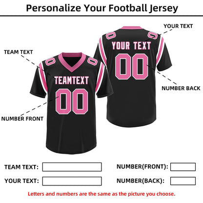 Custom Football and Rugby Black Pink Jerseys