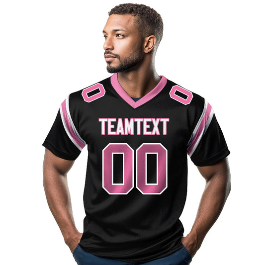 Custom Football and Rugby Black Pink Jerseys