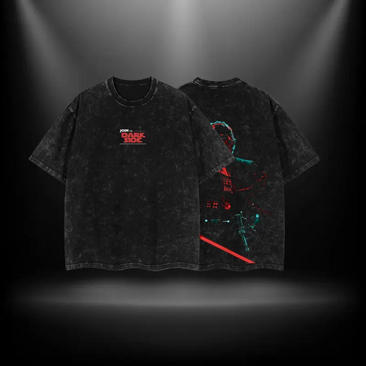 Join The Dark Side - Battlefront 3 Double Printed Oversize Lightweight Acid Washed Tee