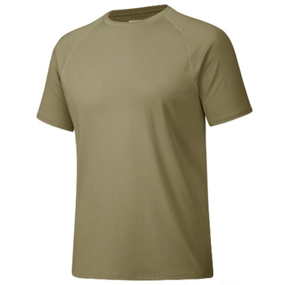 Men's solid color round neck fitness T-shirt