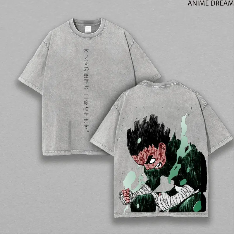 Rock Lee-Naruto Anime Double Printed Vintage Washed Tee