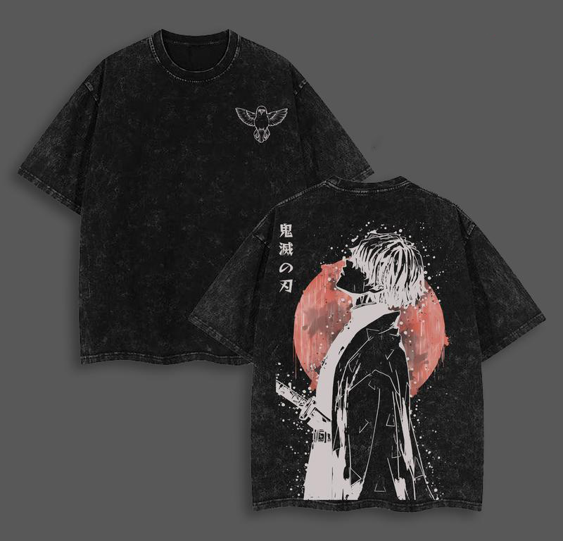 Limited Zenitsu Agatsuma Demon Slayer Anime Double Printed Washed Tee
