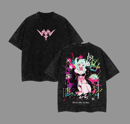 Rebecca V3 Cyberpunk: Edgerunners Merch Clothing Washed Cotton T-Shirt