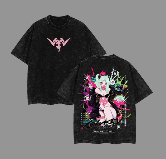Rebecca V3 Cyberpunk: Edgerunners Merch Clothing Washed Cotton T-Shirt