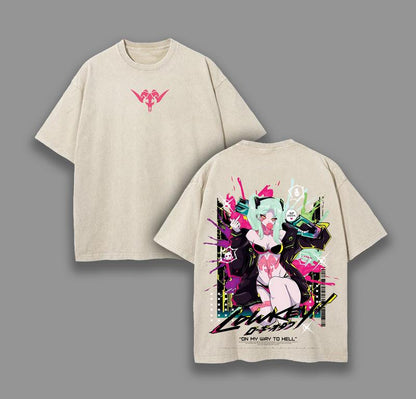Rebecca V3 Cyberpunk: Edgerunners Merch Clothing Washed Cotton T-Shirt