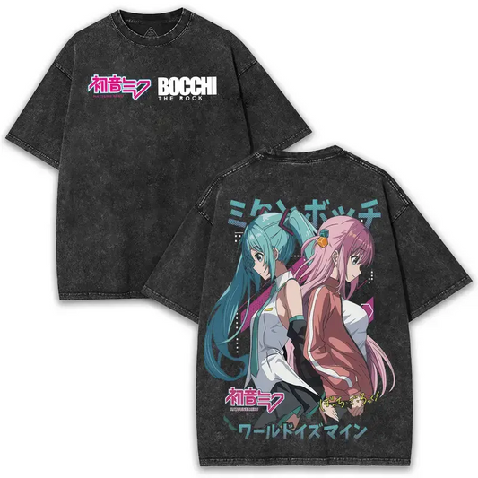 Miku vs Bocchi Oversized Anime T-Shirt