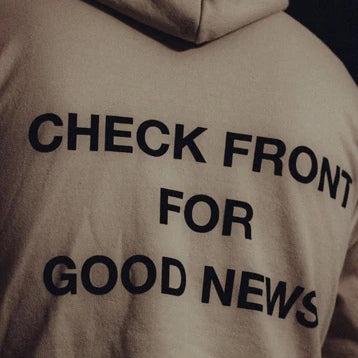 Check Front" Sand Premium Hoodie