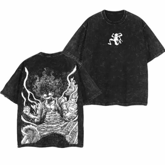 Lufi JoiBoy" One Piece Retro anime cotton T-shirt